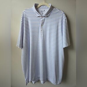 johnnie-O Light Blue, Pink and White Striped Polo